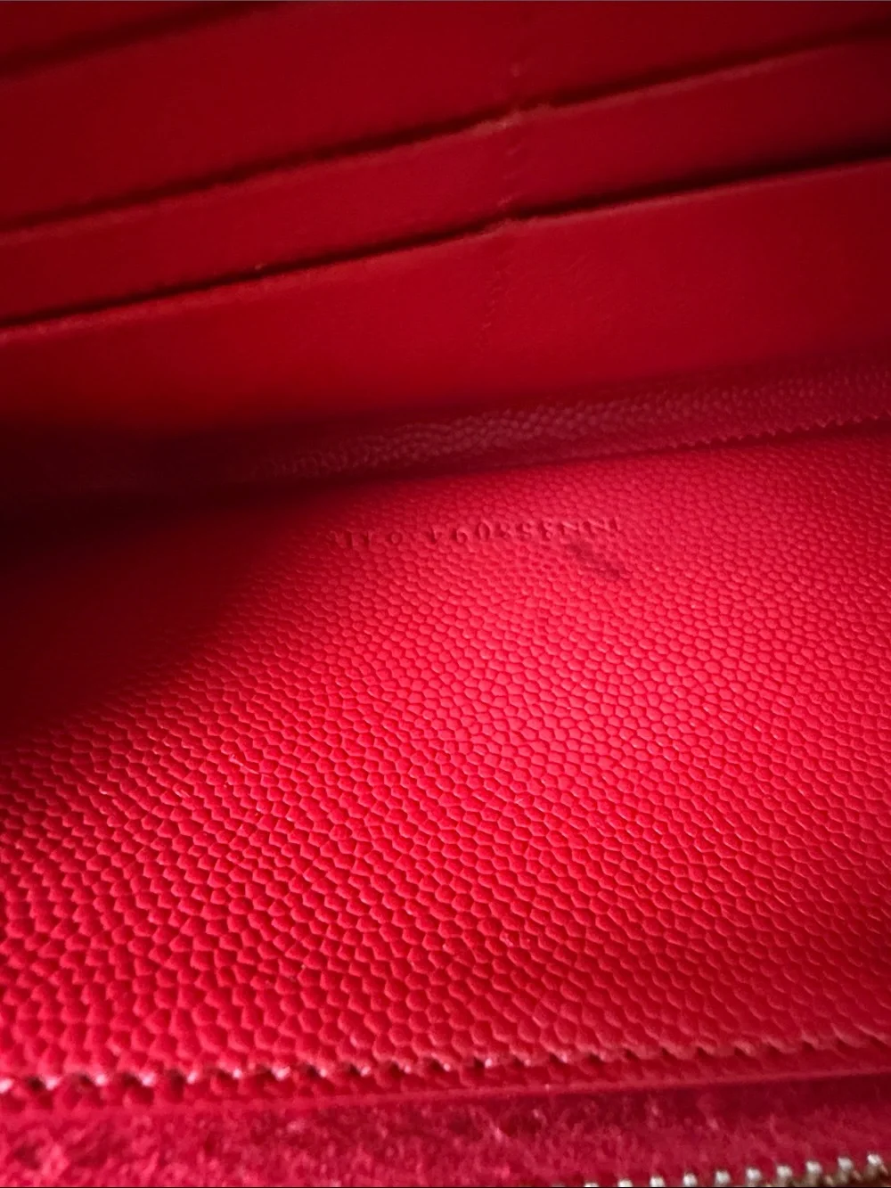 Yves Saint Laurent Red Quilted Zip Wallet with Gold YSL Logo - Picture 14 of 14